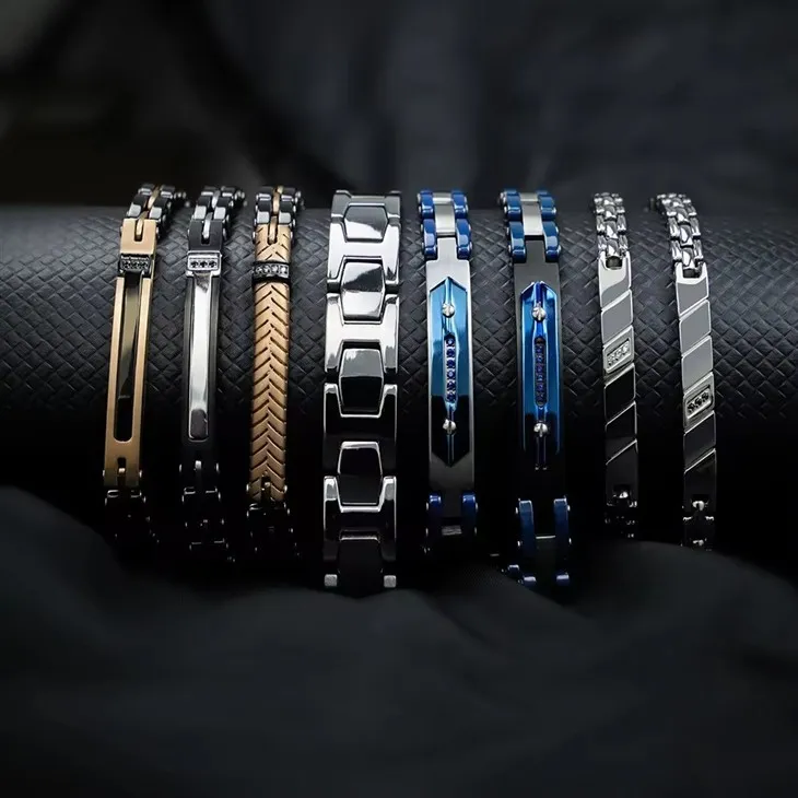 Black Ceramic Men's Bracelets Rose Gold Plated Black Ceramic Men's Bracelets Rose Gold Plated