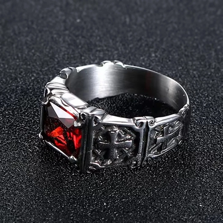 Cross Punk Hip Hop Crystal Stainless Steel Rings Cross Punk Hip Hop Crystal Stainless Steel Rings